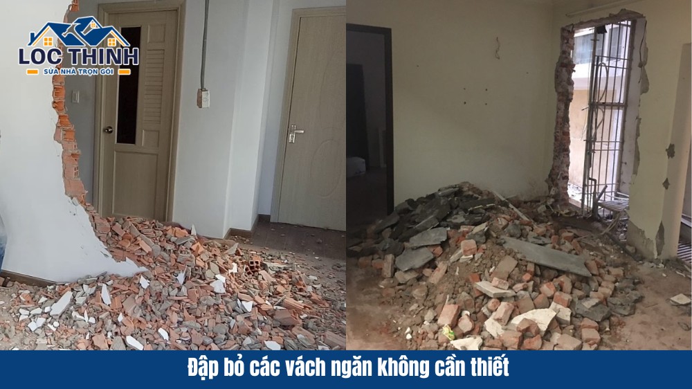 Dap bo cac vach ngan khong can thiet