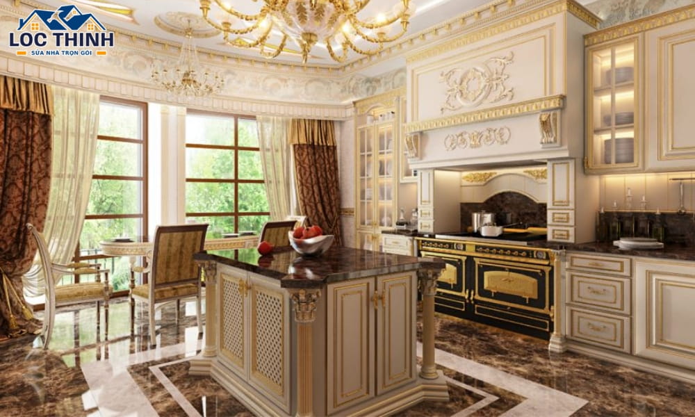Thiết kế nhà bếp tân cổ điển nội thất tinh xảo