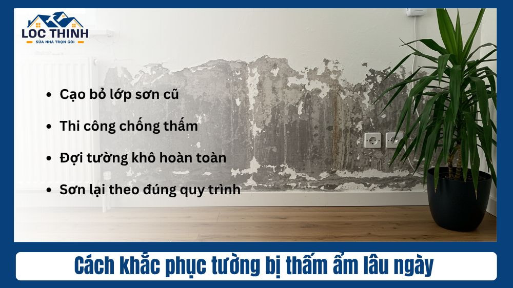 Cách khắc phục tường bị thấm ẩm lâu ngày