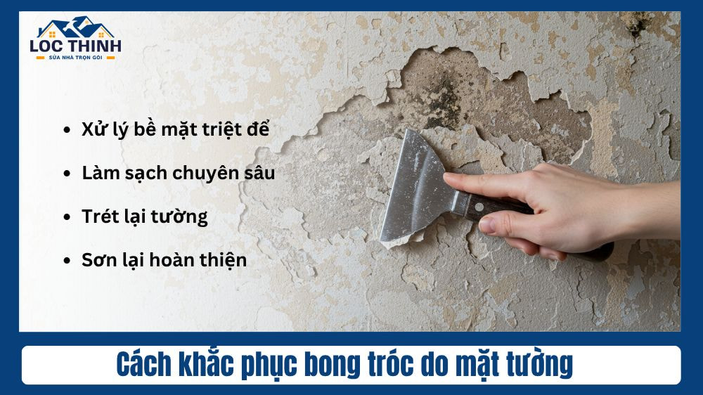 Cách khắc phục tường bị bong tróc do mặt tường chưa đạt yêu cầu